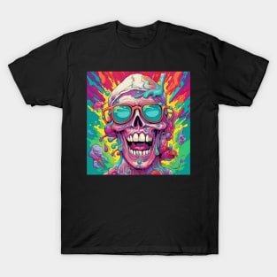 Psychedelic Brightly Colored Skulls and Skeletons T-Shirt